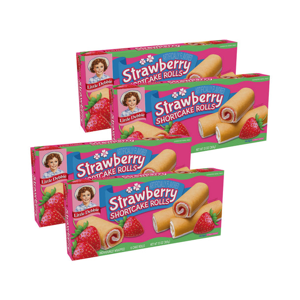Little Debbie Strawberry Shortcake Rolls – 4 Box Bundle | Sweet, Soft & Creamy Snack Pack!