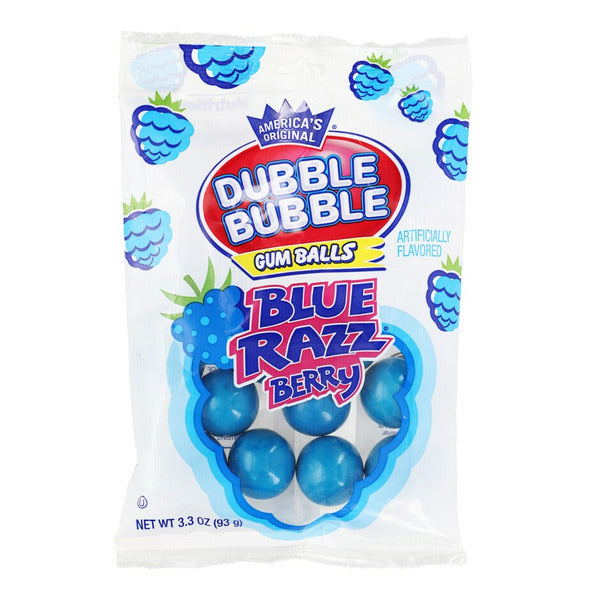 Double Bubble Blue Razz Berry Gumballs, 3.3 oz.