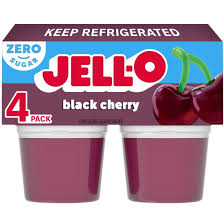 Jell-O Black Cherry Sugar Free Jello Cups Gelatin Snack, 4 Ct Cups