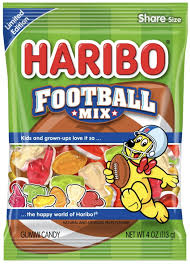 HARIBO Football Mix Assorted Fruit Flavor Gummy Candy, 4oz, Share Size Bag