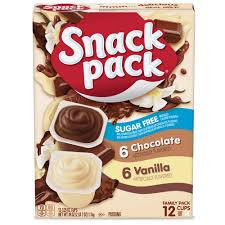 Snack Pack Sugar Free Chocolate and Vanilla Flavored Pudding Family Pack, 12 Count Pudding Cups
