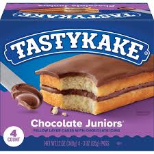 Tastykake Chocolate Juniors, 4 Count, Individually Wrapped Snack Cakes, Shelf-Stable