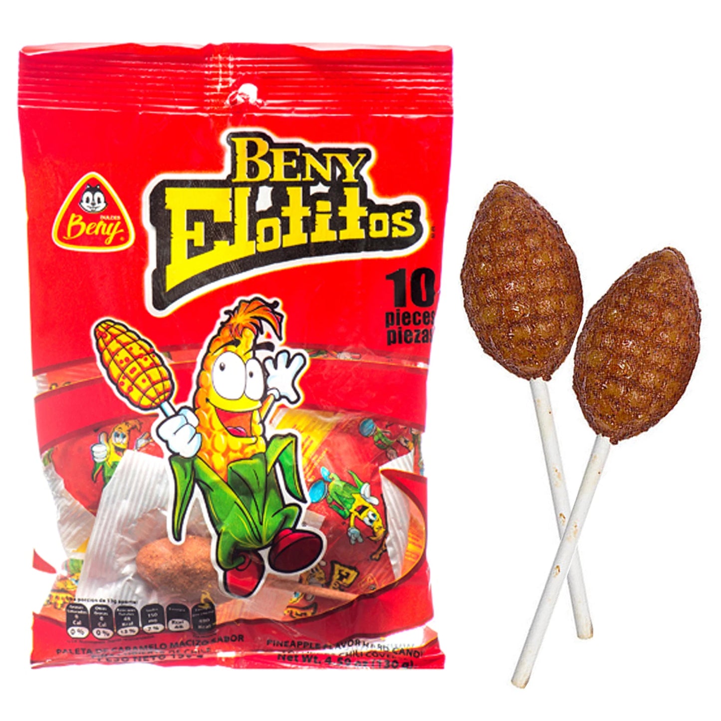 10 Pc Elotitos Lollipops – Spicy Pineapple Chili Mexican Candy, Sweet and Tangy Flavor, Individually Wrapped Suckers
