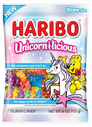 HARIBO Unicorn-i-licious Assorted Fruit Flavor Gummy Candy, 4 oz, Share Size Bag