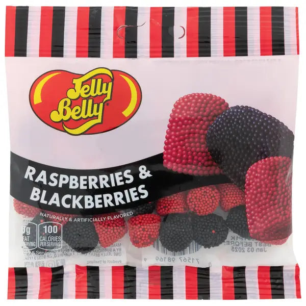 Jelly Belly Raspberries & Blackberries – 2.75 oz Bag | Chewy Fruit-Flavored Candy with Crunchy Candy Seeds