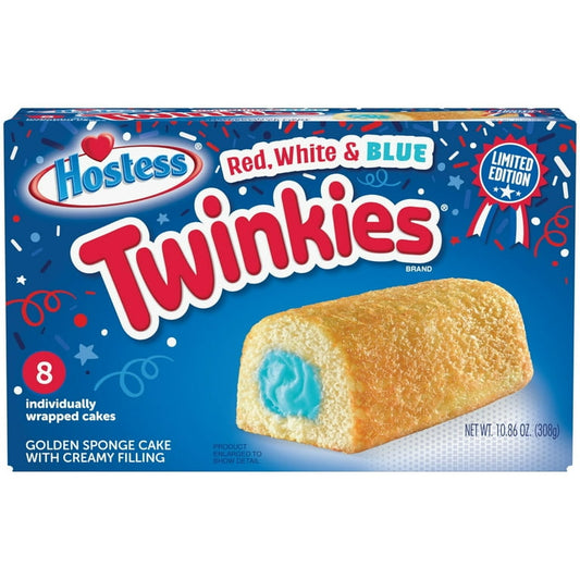 Hostess Twinkies Limited Edition Cream Filled Red White & Blue Golden Sponge Cakes X2 Packs