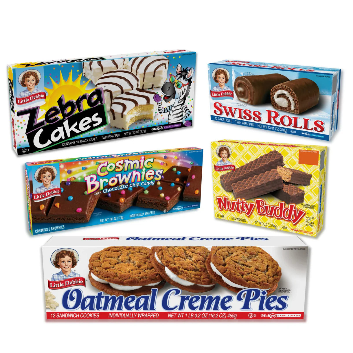 Little Debbie Snack Time Bundle – Zebra Cakes, Swiss Rolls, Cosmic Brownies, Nutty Buddy & Oatmeal Creme Pies | Best Sweet Treats Variety Pack!