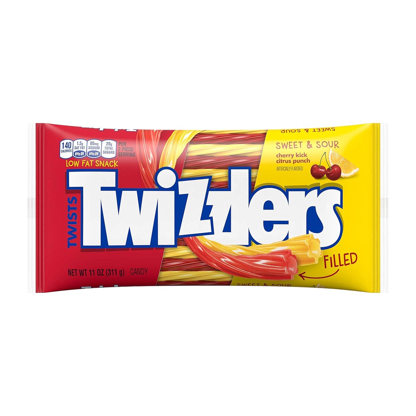 Twizzlers Filled Twists Cherry Kick And Citrus Punch Licorice Style Candy Bag - 11 Oz