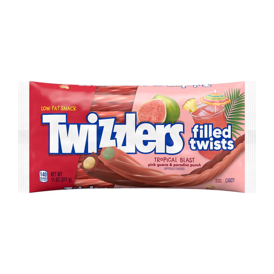 Twizzlers Filled Twists Tropical Blast Fruit Flavored Licorice Style Candy, Bag 11 oz