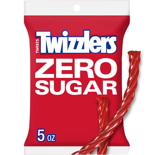 Twizzlers Zero Sugar Twists Strawberry Flavored Licorice Style Candy, Bag 5 oz