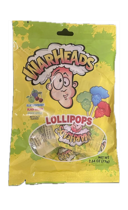 Warheads Assorted Lollipops, 2.64-oz. Bags
